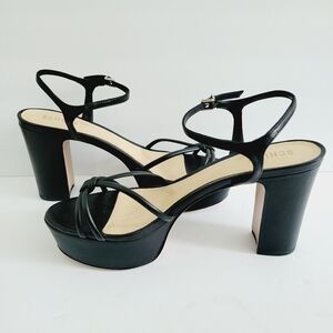 NEW Schutz Kelsie Black Platform Sandal Leather Strappy Block Heel Size 11 B